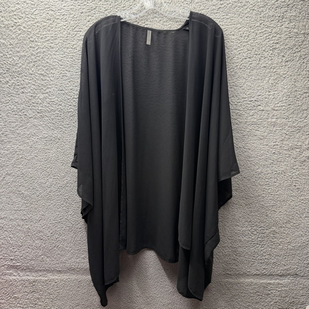 Forever 21 Kimono Womens One Size Black Chiffon Kimono Style Cardigan Open Front